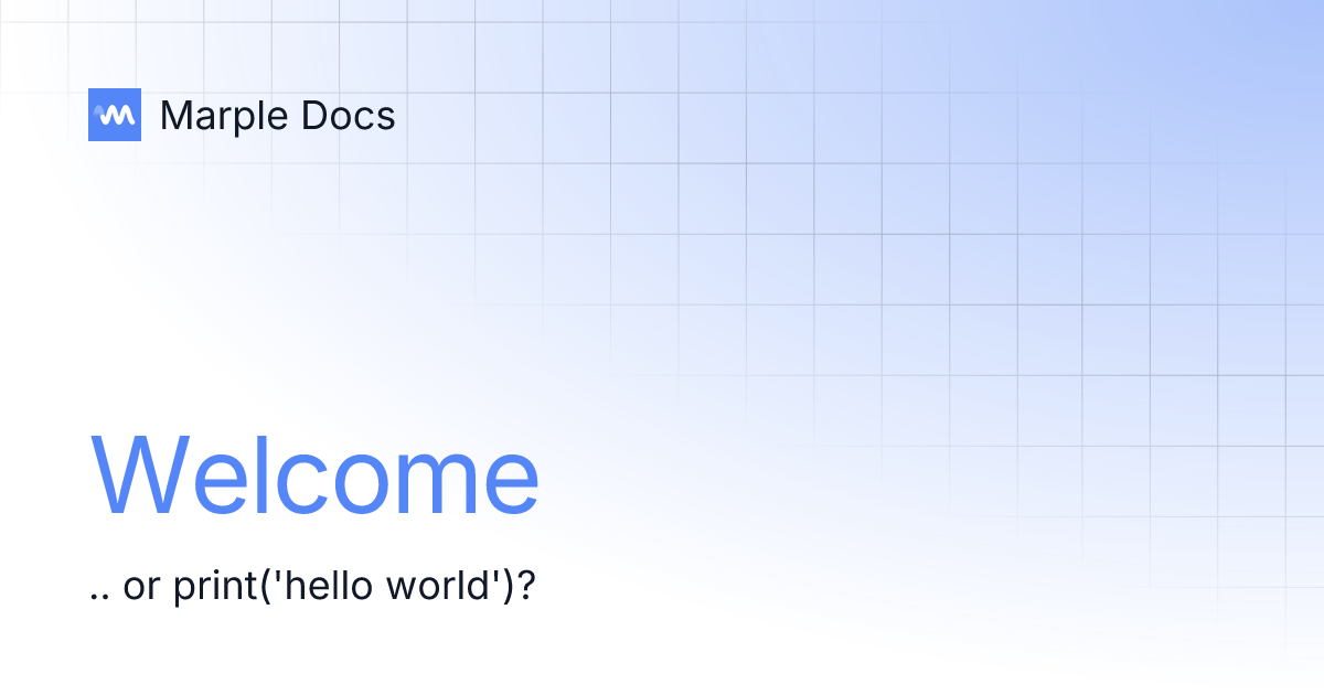 Welcome marple docs